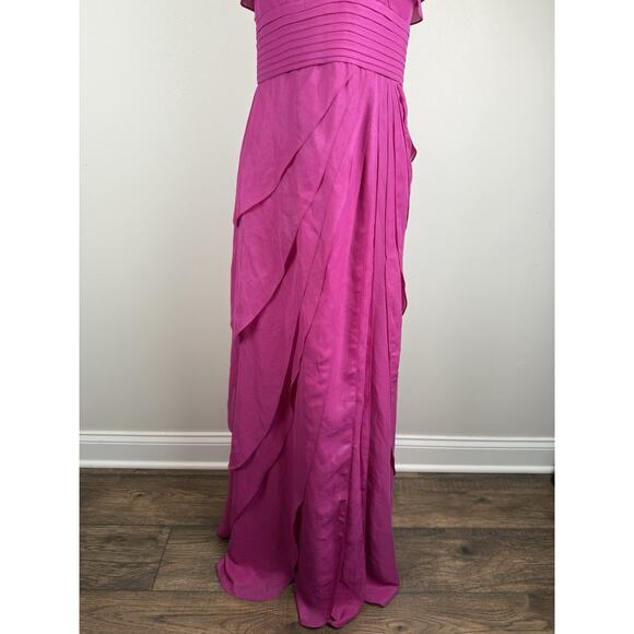 Vintage Y2K Cache Strapless Chiffon Long Formal Gown Dress Flowy Pink Sz 8 NWT - Picture 3 of 9